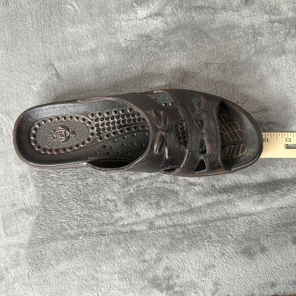 Vintage Pali Hawaii Jandals Sandals Women’s XL 9-10 Brown‎ Made in Taiwan Boho - Picture 7 of 12